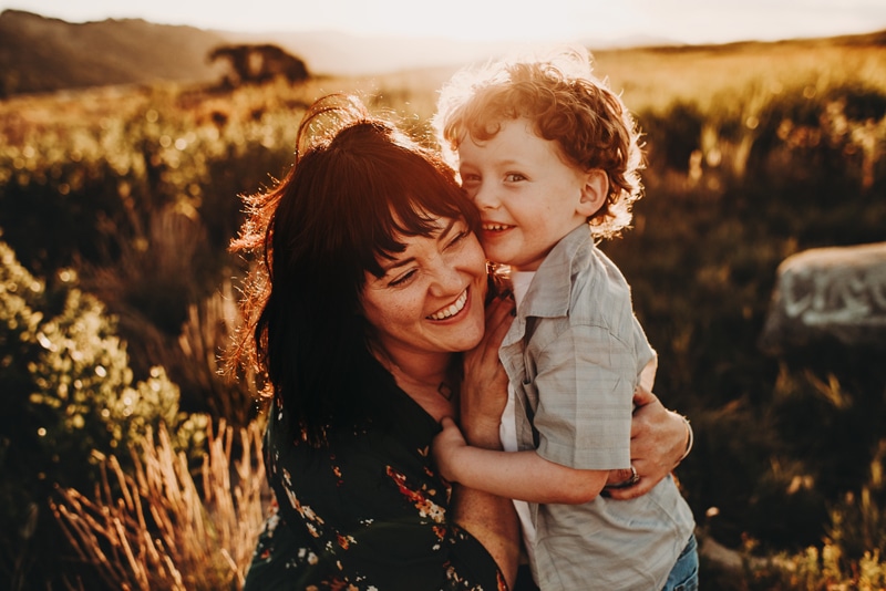 Bay Area Family Photography, mother and son in field